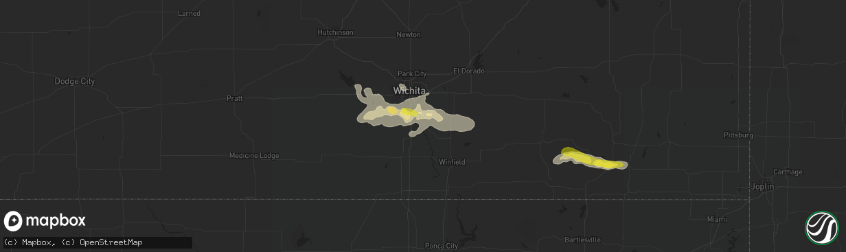 Hail map in Mulvane, KS on September 8, 2016