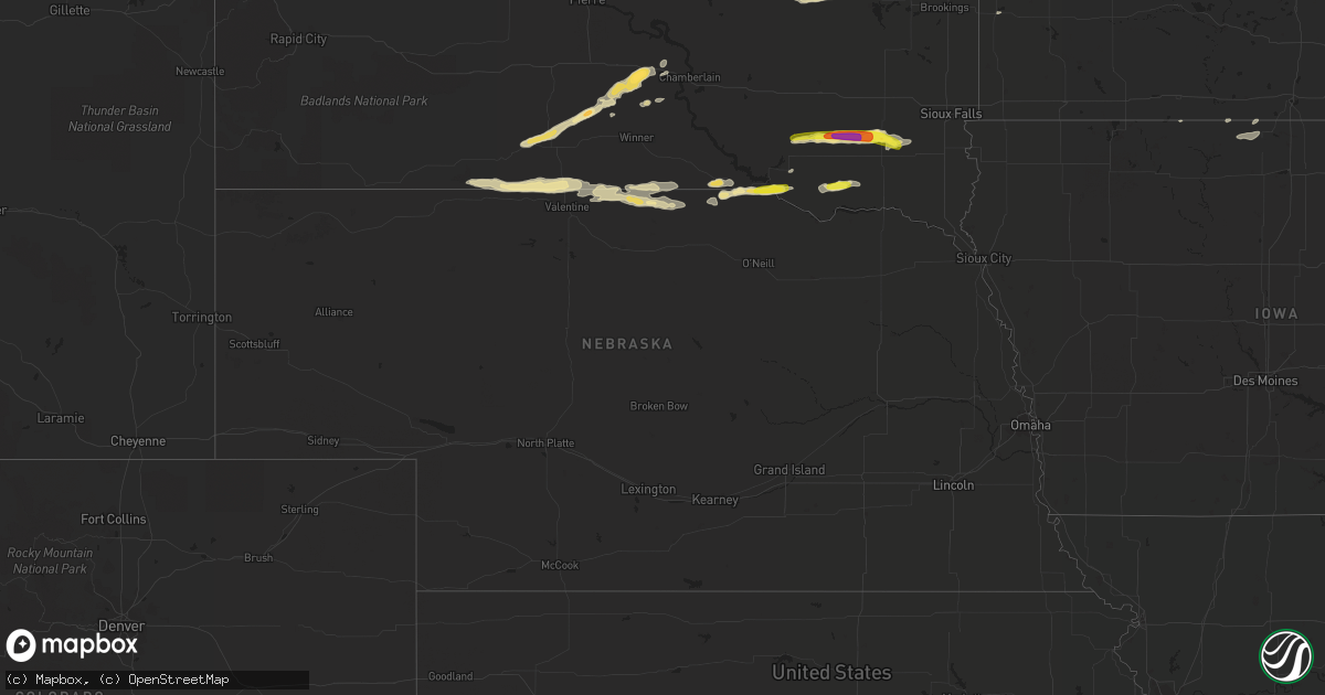 Hail map in Nebraska on September 8, 2016