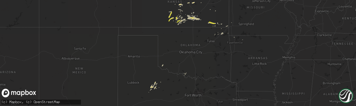 Hail map in Oklahoma on September 8, 2016