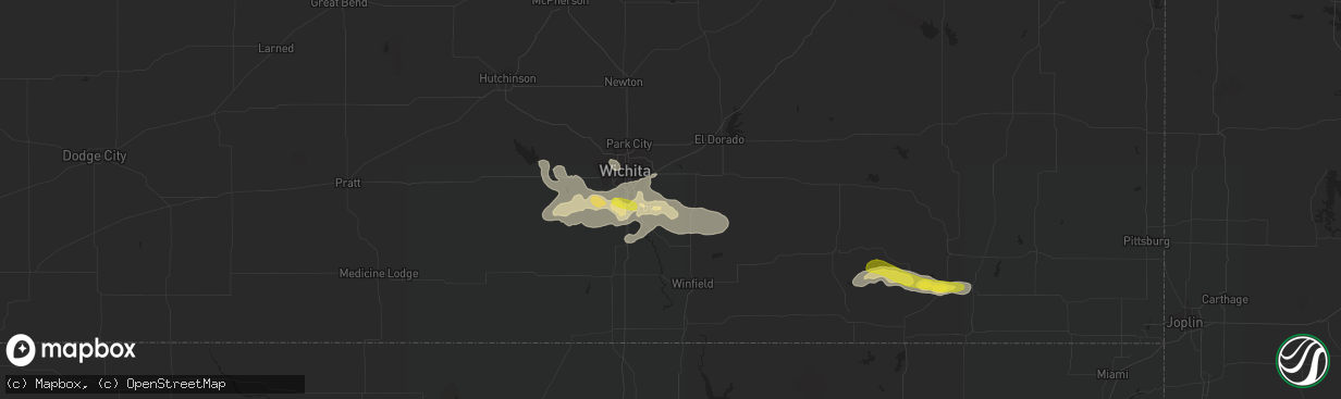 Hail map in Rose Hill, KS on September 8, 2016