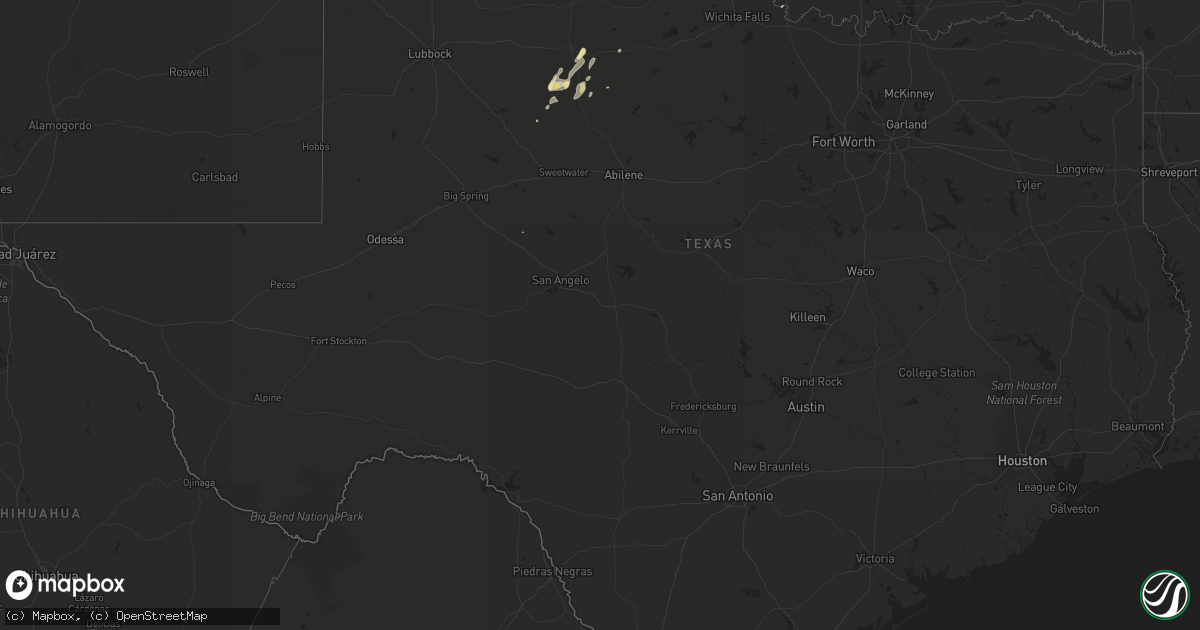 Hail map in Texas on September 8, 2016