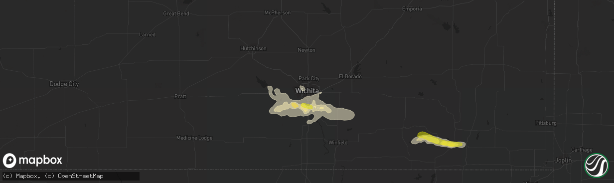 Hail map in Wichita, KS on September 8, 2016