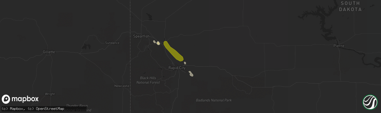 Hail map in Box Elder, SD on September 8, 2017