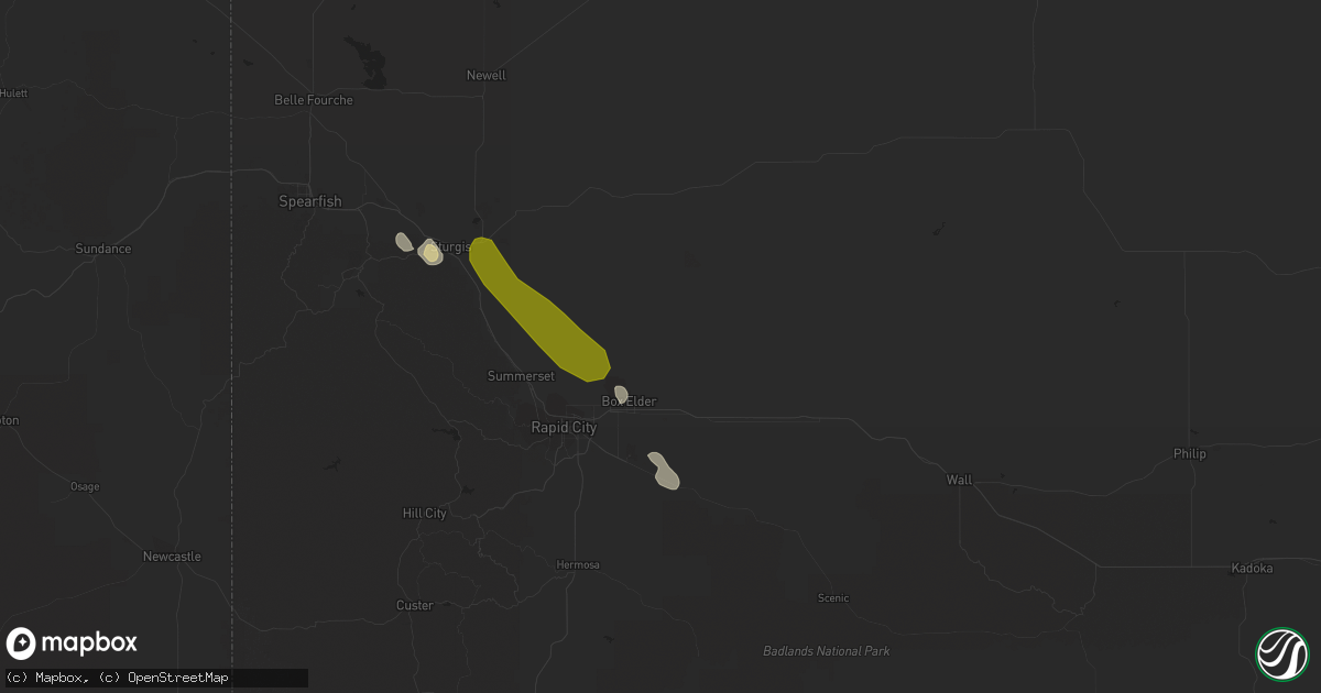 Hail map in Box Elder, SD on September 8, 2017