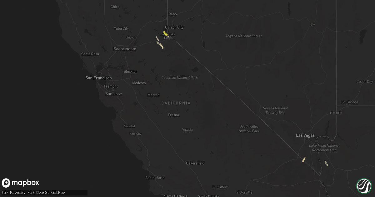 Hail map in California on September 8, 2017