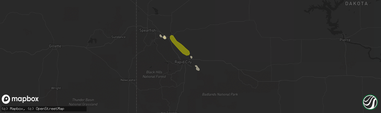 Hail map in Ellsworth Afb, SD on September 8, 2017