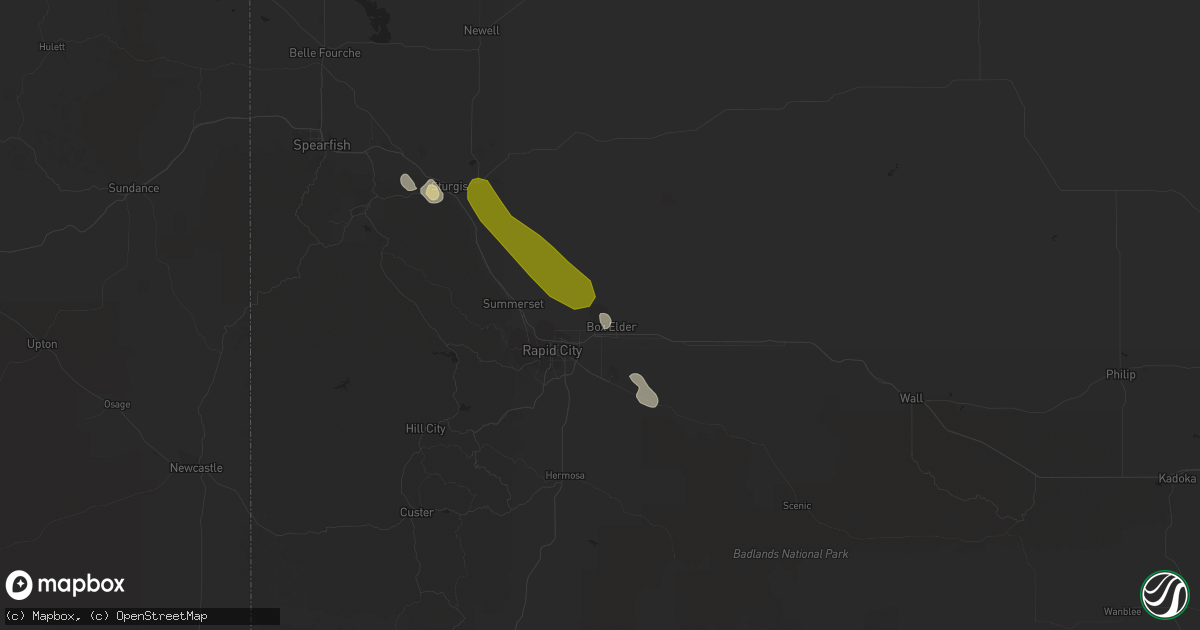 Hail map in Ellsworth Afb, SD on September 8, 2017
