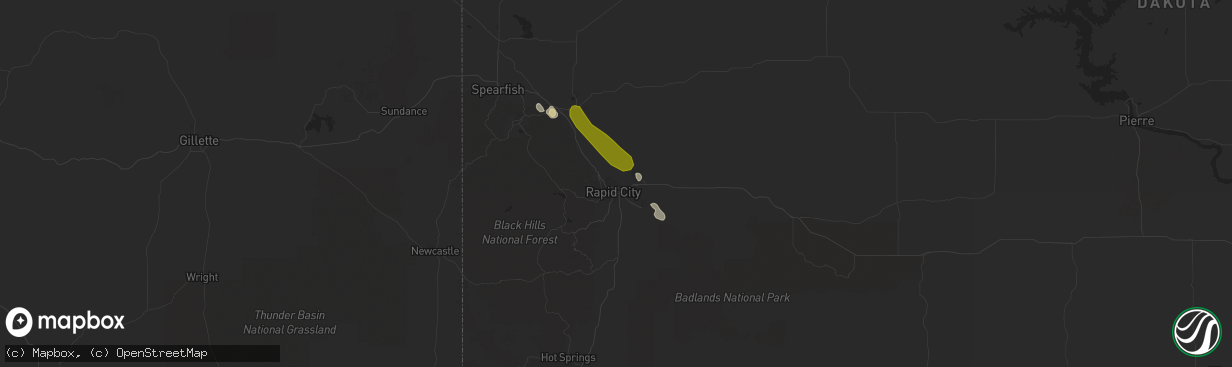 Hail map in Rapid City, SD on September 8, 2017