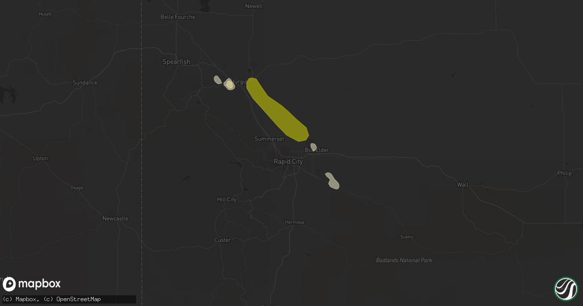 Hail map in Rapid City, SD on September 8, 2017