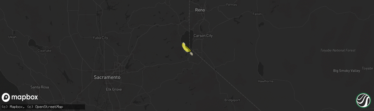 Hail map in South Lake Tahoe, CA on September 8, 2017