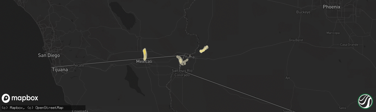 Hail map in Yuma, AZ on September 8, 2017