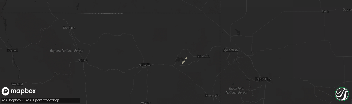 Hail map in Moorcroft, WY on September 8, 2018