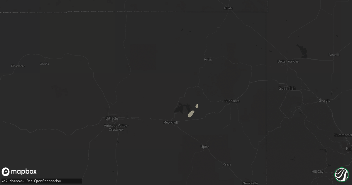 Hail map in Moorcroft, WY on September 8, 2018