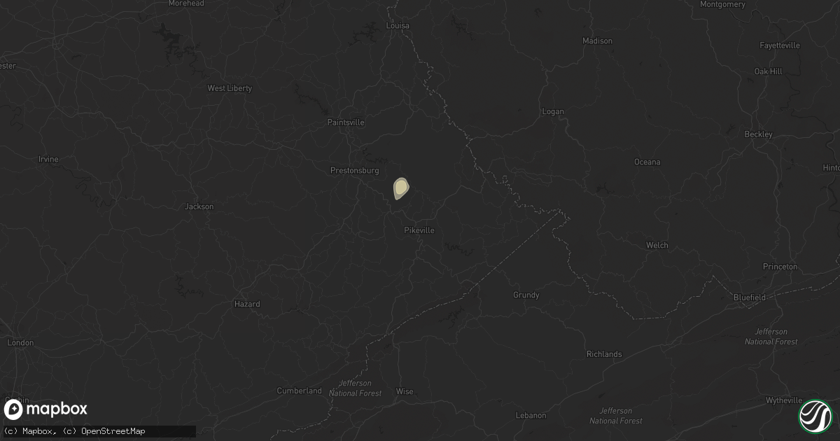 Hail map in Pikeville, KY on September 8, 2018