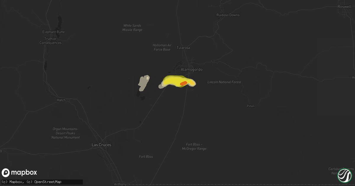 Hail map in Alamogordo, NM on September 8, 2020