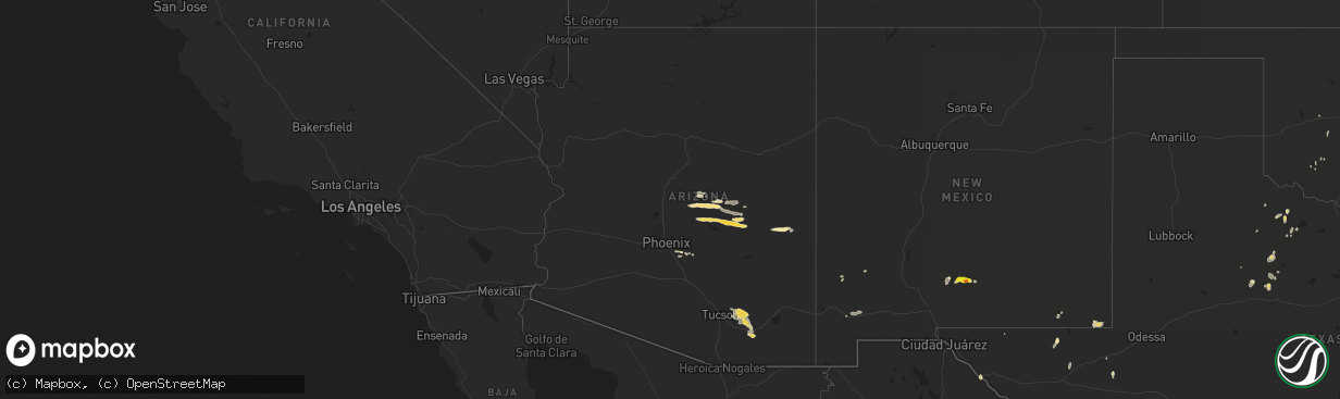 Hail map in Arizona on September 8, 2020