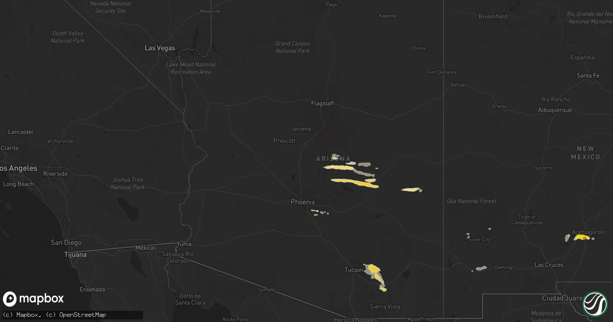 Hail map in Arizona on September 8, 2020