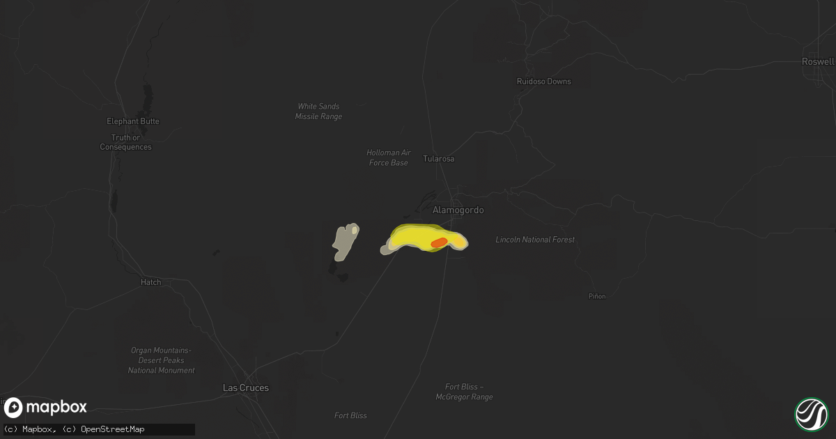 Hail map in Holloman Air Force Base, NM on September 8, 2020