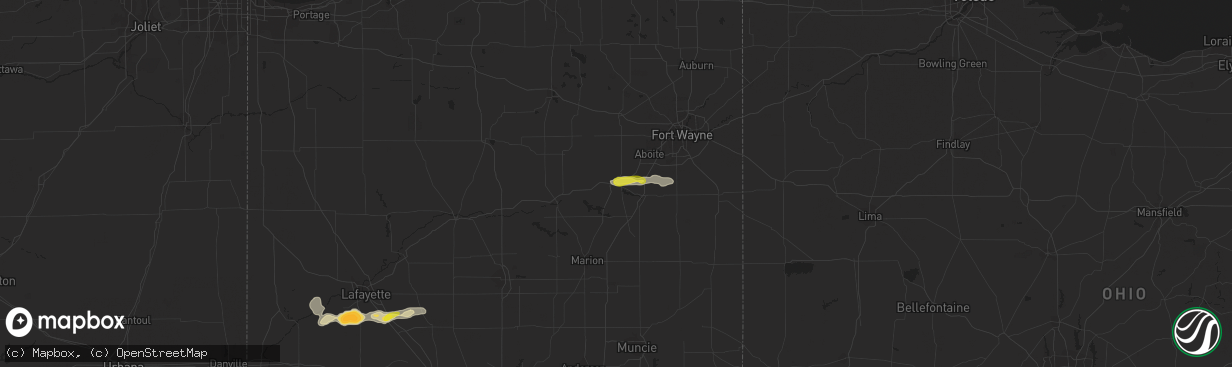 Hail map in Huntington, IN on September 8, 2020