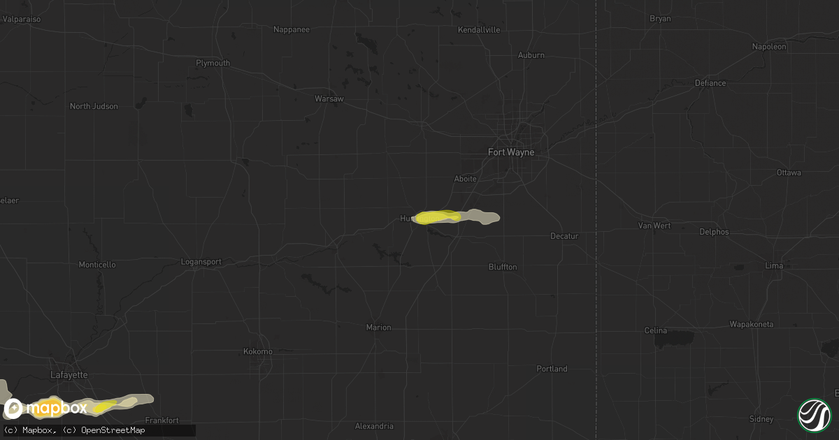 Hail map in Huntington, IN on September 8, 2020