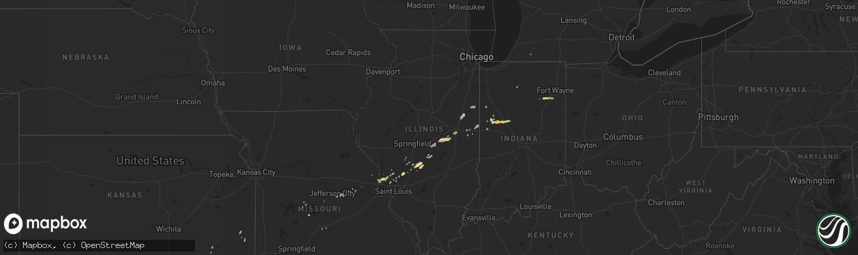 Hail map in Illinois on September 8, 2020