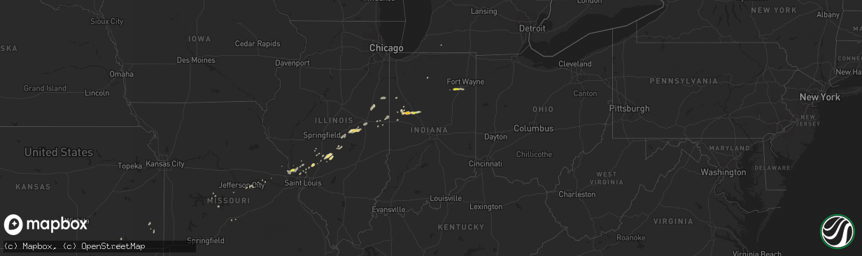 Hail map in Indiana on September 8, 2020