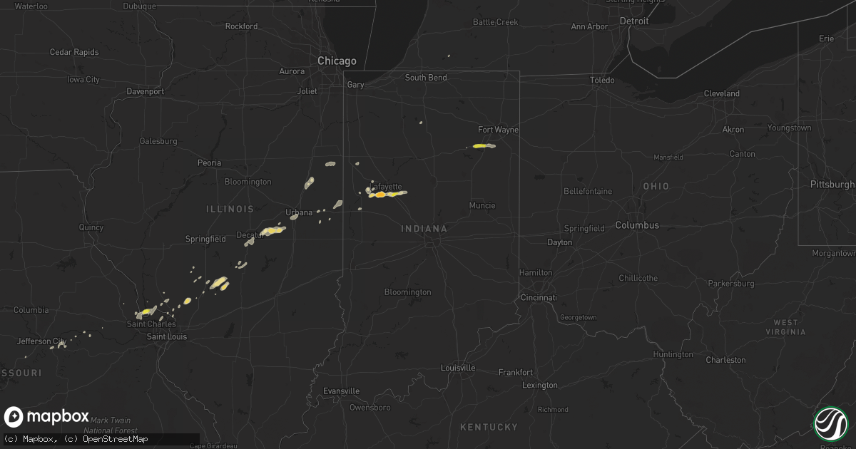 Hail map in Indiana on September 8, 2020