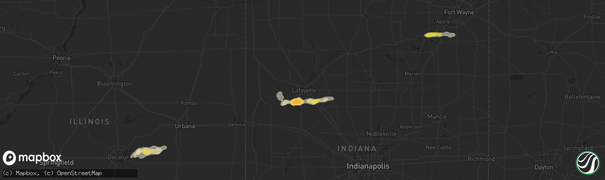 Hail map in Lafayette, IN on September 8, 2020