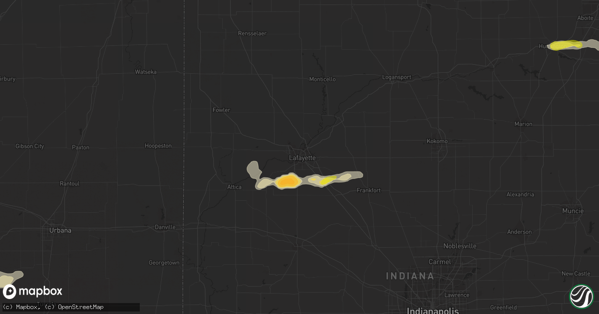 Hail map in Lafayette, IN on September 8, 2020