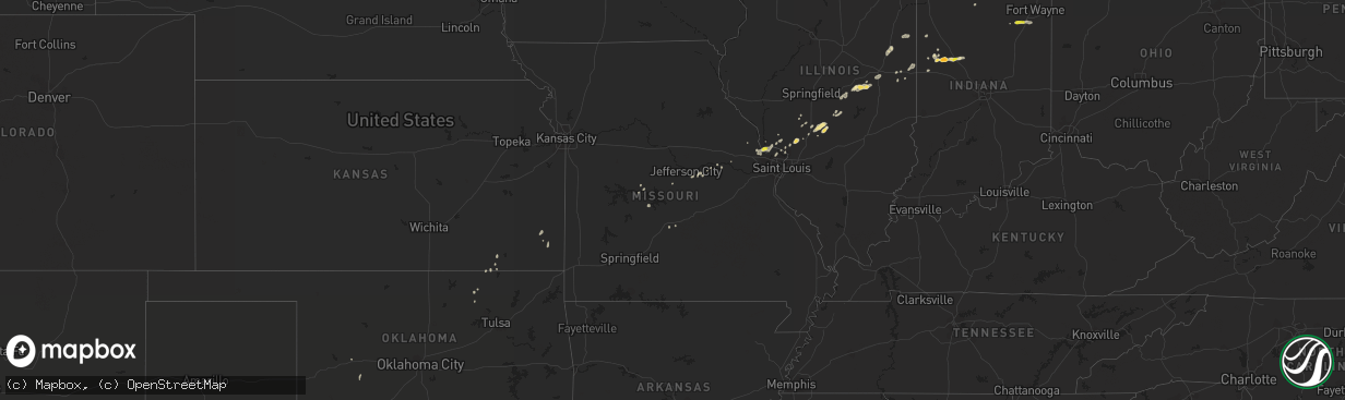 Hail map in Missouri on September 8, 2020