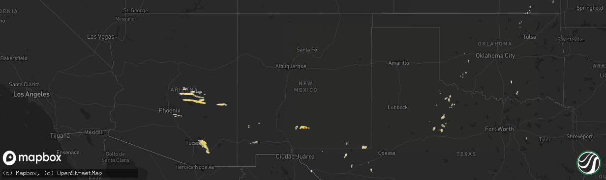 Hail map in New Mexico on September 8, 2020