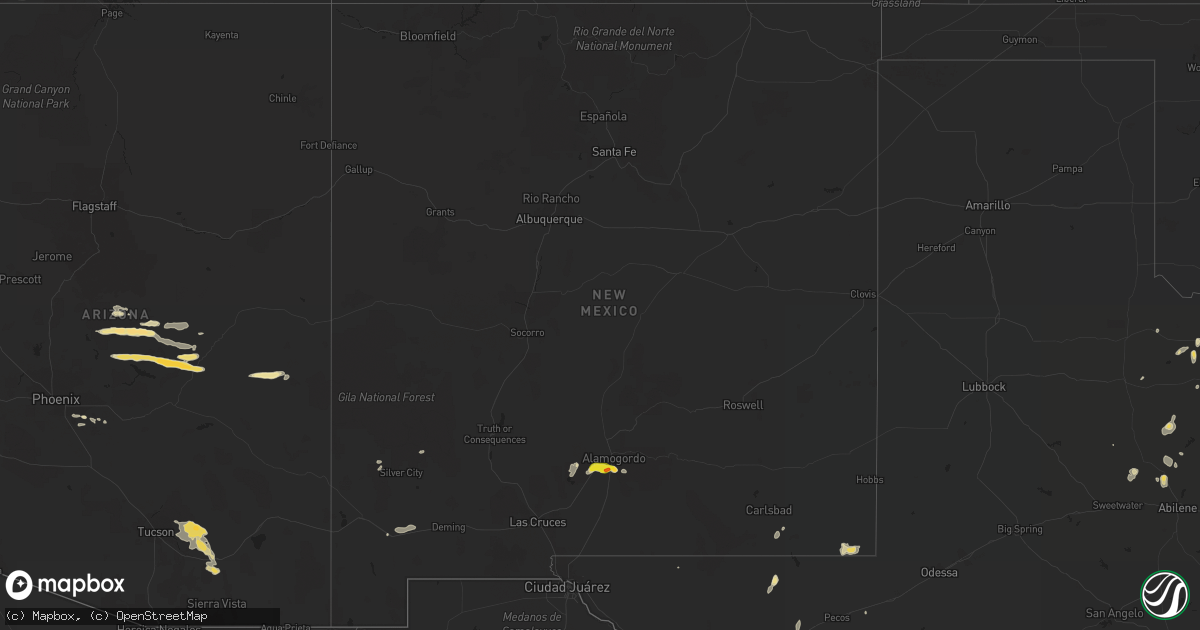 Hail map in New Mexico on September 8, 2020