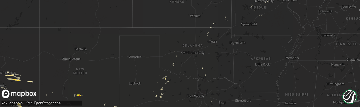 Hail map in Oklahoma on September 8, 2020