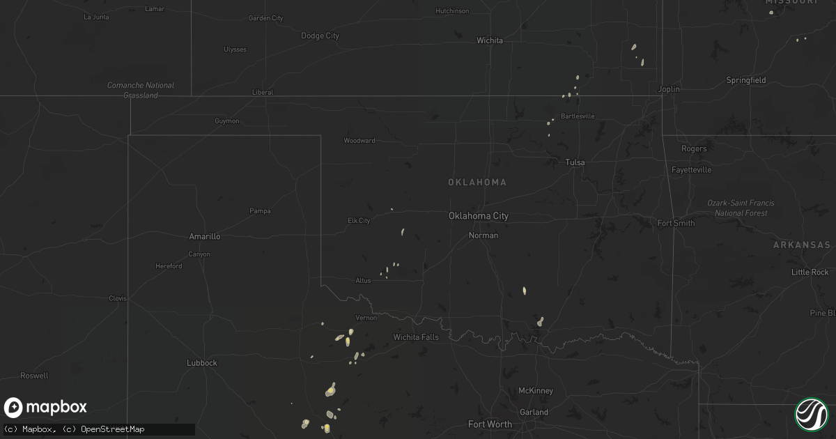 Hail map in Oklahoma on September 8, 2020
