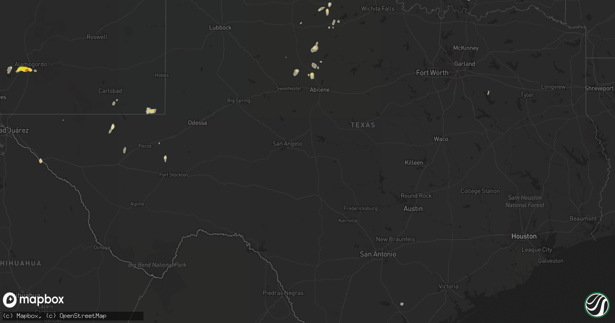 Hail map in Texas on September 8, 2020
