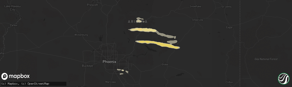 Hail map in Tonto Basin, AZ on September 8, 2020