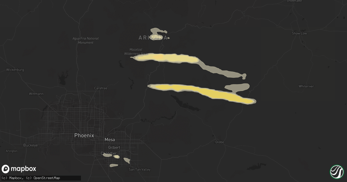 Hail map in Tonto Basin, AZ on September 8, 2020