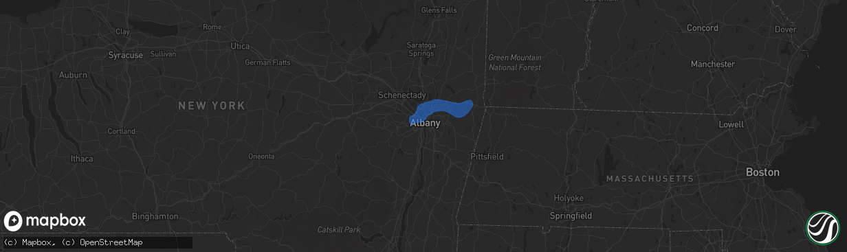 Hail map in Albany, NY on September 8, 2021