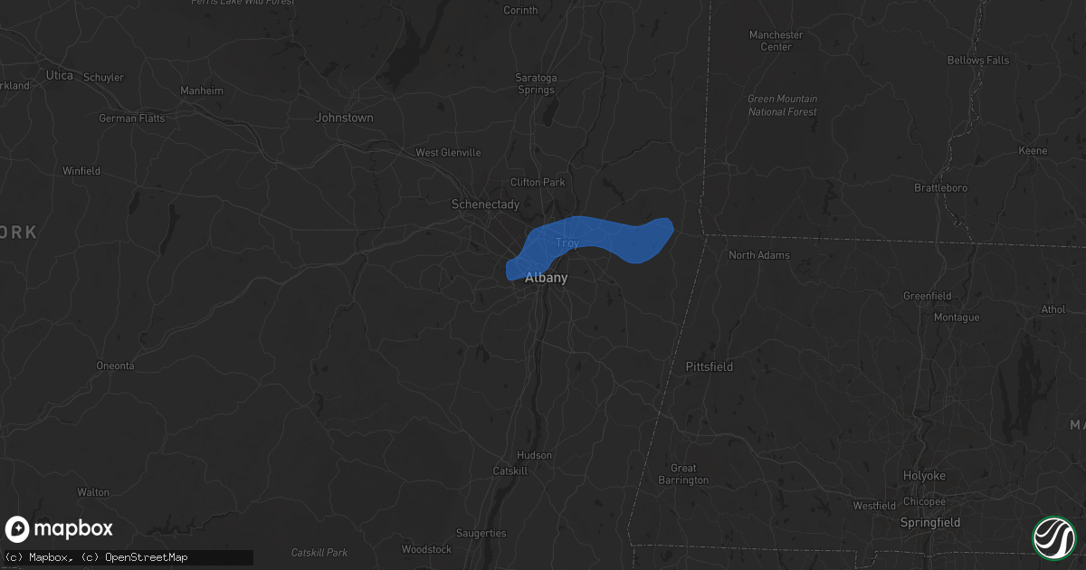 Hail map in Albany, NY on September 8, 2021