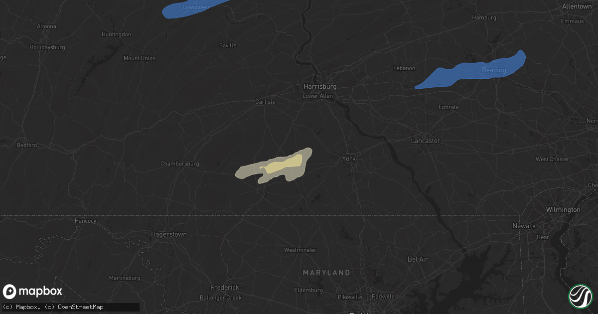 Hail map in East Berlin, PA on September 8, 2021