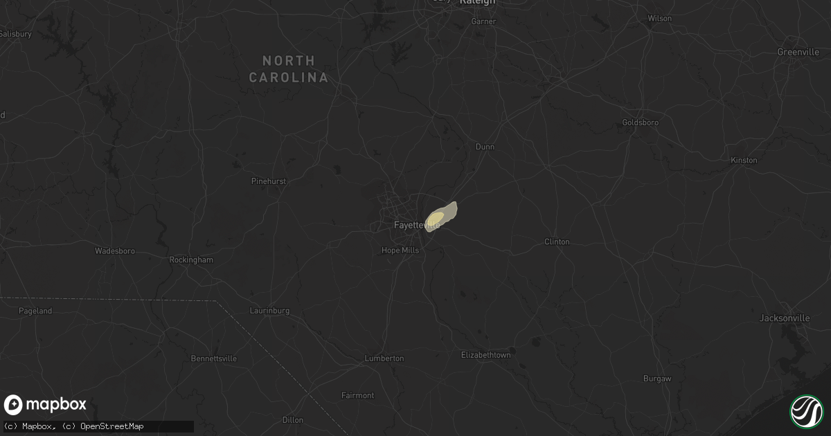 Hail map in Fayetteville, NC on September 8, 2021