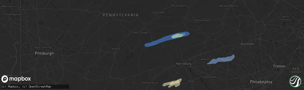 Hail map in Lewistown, PA on September 8, 2021