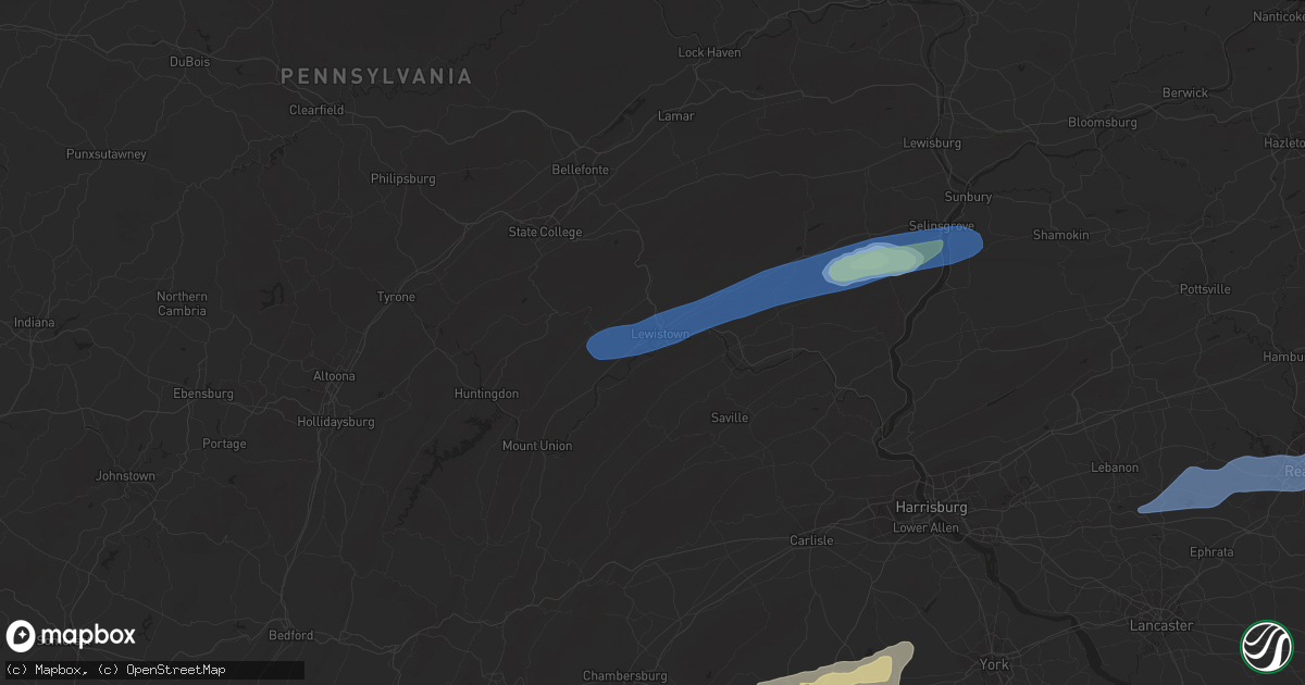 Hail map in Lewistown, PA on September 8, 2021