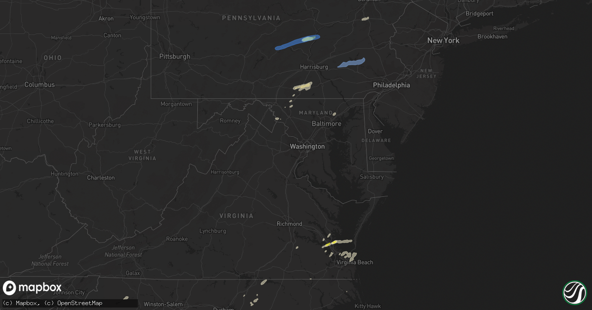 Hail map in Maryland on September 8, 2021