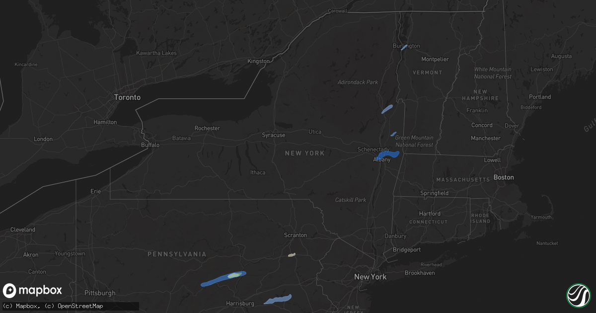 Hail map in New York on September 8, 2021