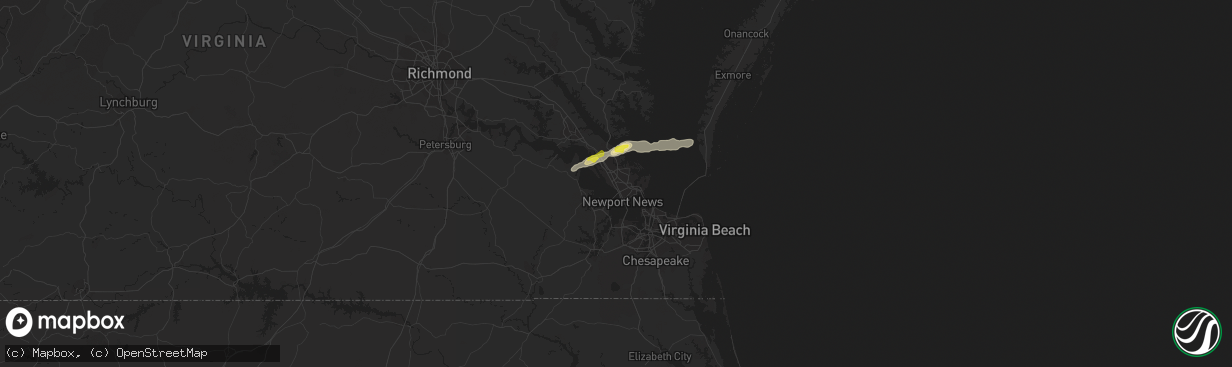 Hail map in Newport News, VA on September 8, 2021