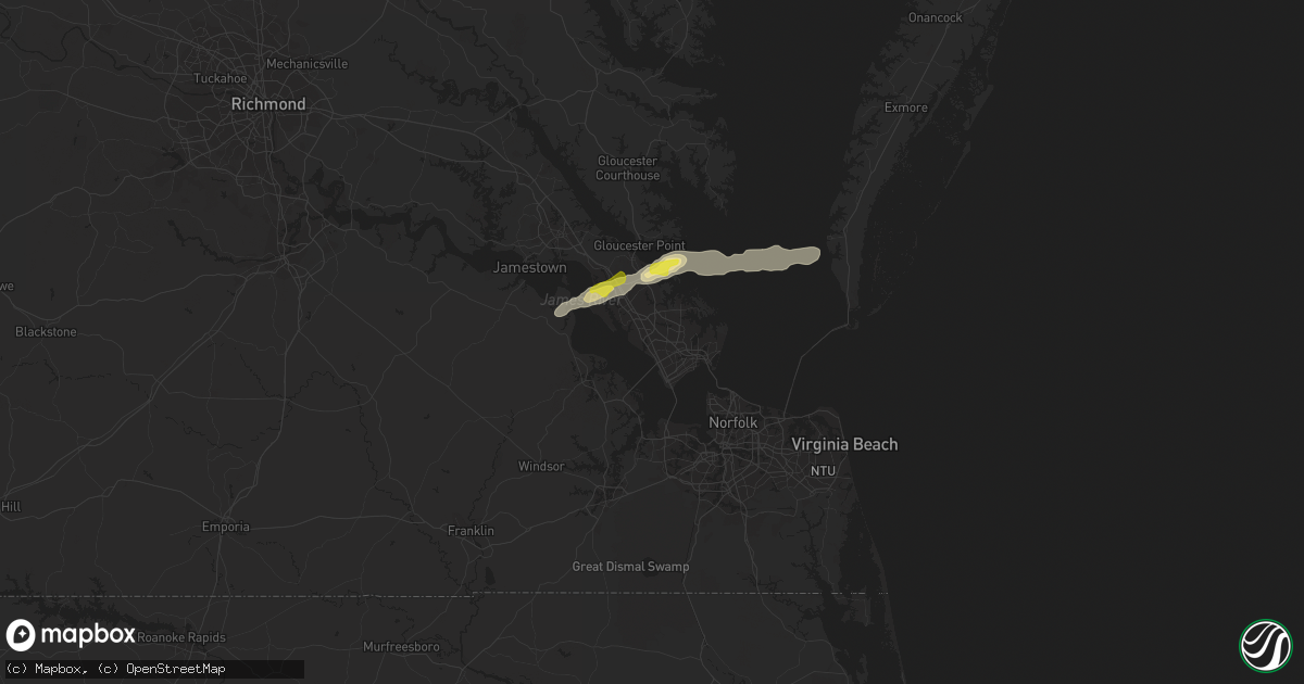 Hail map in Newport News, VA on September 8, 2021