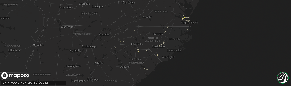 Hail map in North Carolina on September 8, 2021