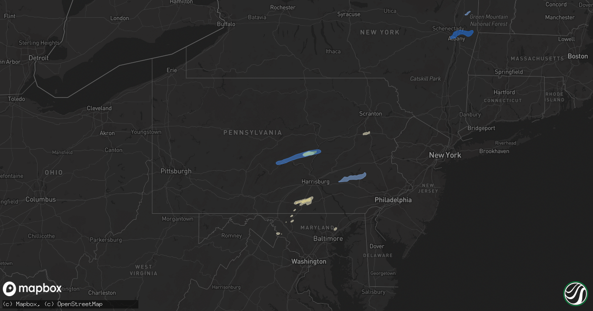 Hail map in Pennsylvania on September 8, 2021
