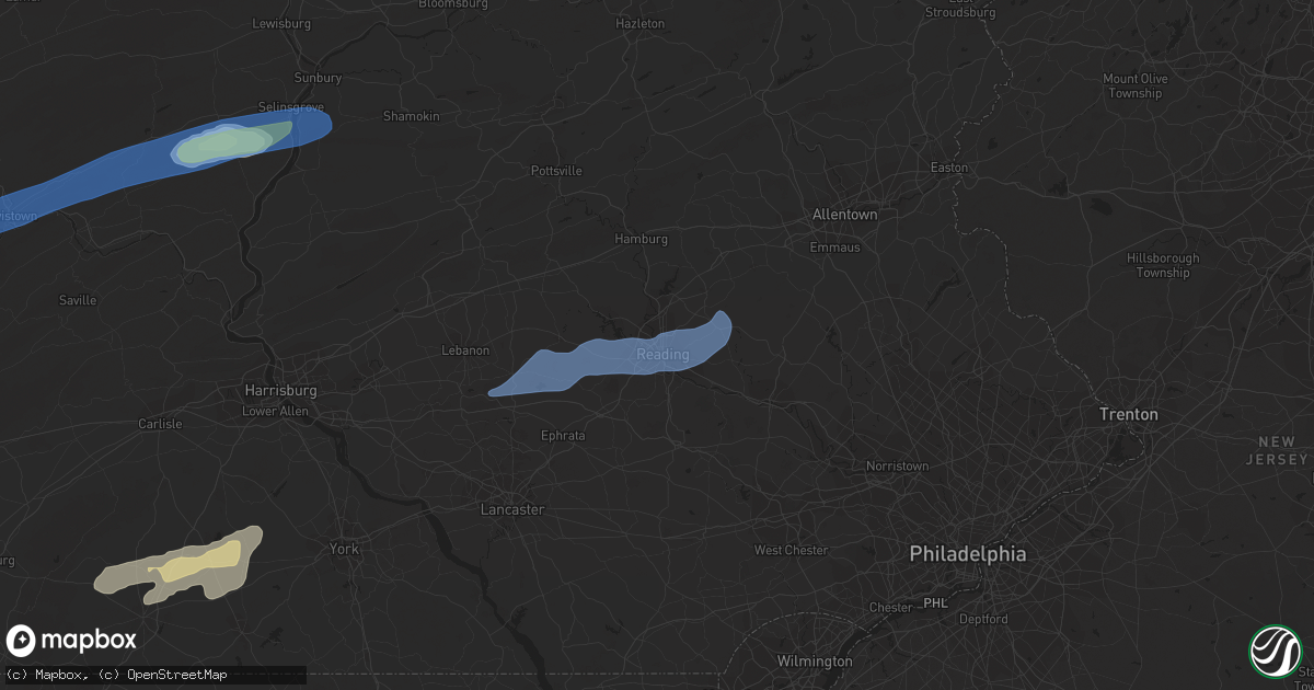 Hail map in Reading, PA on September 8, 2021